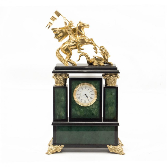 Часы  &quot;Георгий Победоносец&quot; нефрит бронза