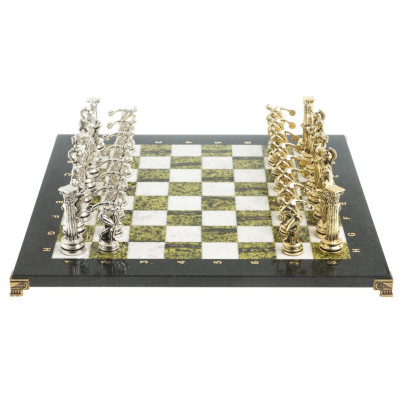 Шахматы "Олимпийские игры" доска 44х44 см мрамор змеевик фигуры металлические