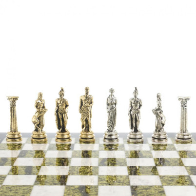 Шахматы "Олимпийские игры" доска 44х44 см мрамор змеевик фигуры металлические