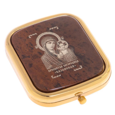 Зеркало с иконой &quot;Казанская&quot; из коричневого обсидиана