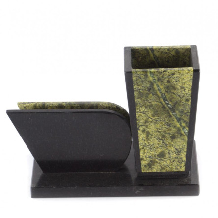 Карандашница с визитницей "Герб" змеевик