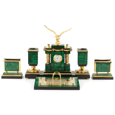 Настольный набор "Орел" из малахита