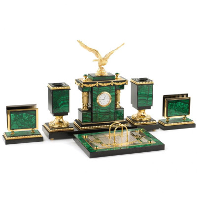 Настольный набор "Орел" из малахита