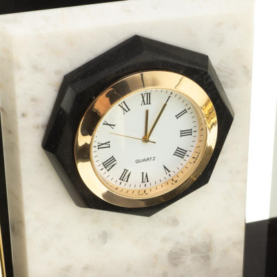 Письменный набор &quot;Канцелярский&quot; с часами камень мрамор