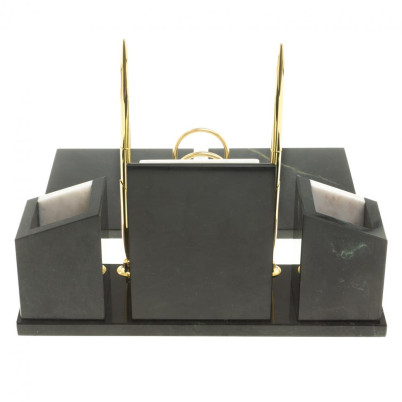 Письменный набор &quot;Канцелярский&quot; с часами камень мрамор