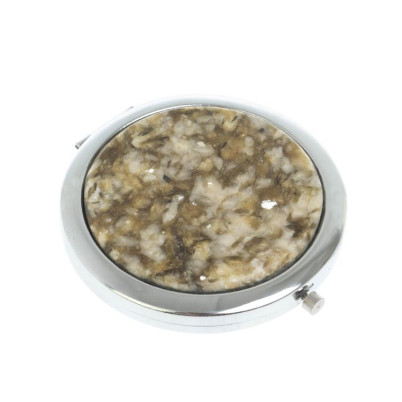 Зеркало карманное круглое из камня жельбертит цвет серебро