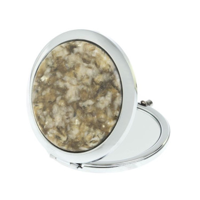 Зеркало карманное круглое из камня жельбертит цвет серебро