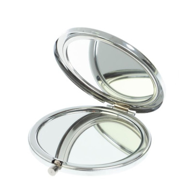 Зеркало карманное круглое из камня жельбертит цвет серебро