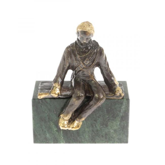 Статуэтка &quot;Монтажник&quot; змеевик бронза 6х3х7,5 см