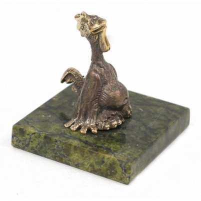 Статуэтка &quot;Петух обжора&quot; бронза змеевик