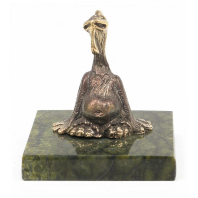 Статуэтка &quot;Петух обжора&quot; бронза змеевик