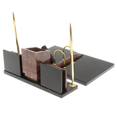 Письменный прибор &quot;Менеджер&quot; с часами камень лемезит