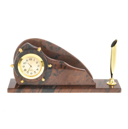 Визитница с часами "Штурвал" из коричневого обсидиана