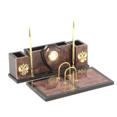 Письменный набор &quot;Щит&quot; из камня лемезит