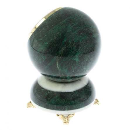 Часы "Шар Антистресс" из змеевика и мрамора 13х13х18 см