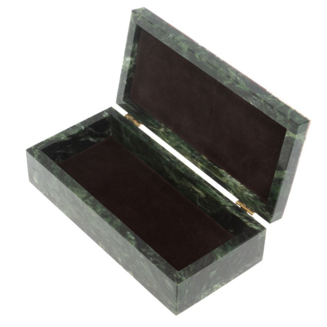Шкатулка из яшмы и змеевика 18,5х9х6,5 см