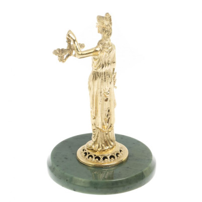 Бронзовая статуэтка &quot;Фемида&quot; на подставке из нефрита 10х10х15 см