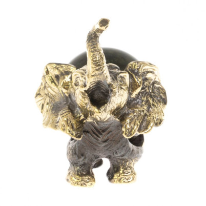 Статуэтка &quot;Слон с шаром № 3&quot; бронза змеевик