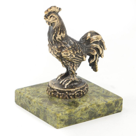 Статуэтка из бронзы на подставке из змеевика "Петух"