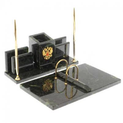 Письменный набор &quot;Менеджер&quot; шабровский змеевик с гербом РФ