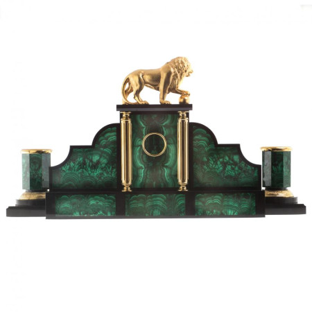 Письменный прибор из малахита &quot;Лев с шаром&quot;