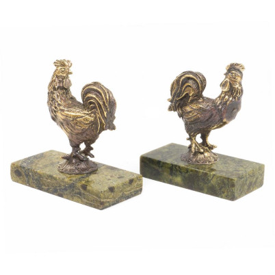 Статуэтка &quot;Курочка с повернутой головой&quot; бронза змеевик