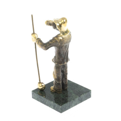 Бронзовая статуэтка &quot;Сталевар&quot; камень змеевик