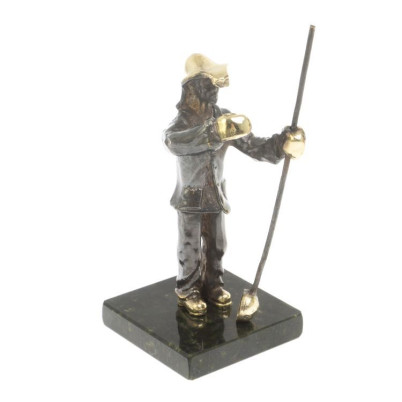 Бронзовая статуэтка &quot;Сталевар&quot; камень змеевик