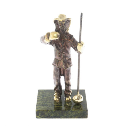 Бронзовая статуэтка "Сталевар" камень змеевик