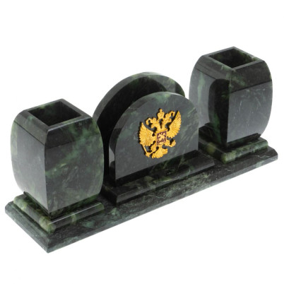 Офисный письменный набор с гербом РФ из шабровского змевика