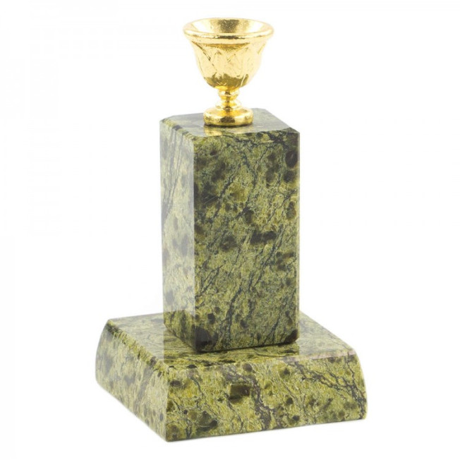 Подсвечник церковный из натурального змеевика &quot;Столбик&quot; 4,5х4,5х7,5 см