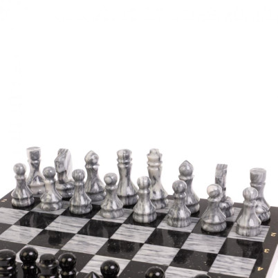 Шахматный набор 3 в 1 "Ящерица" мрамор, гранит с гравировкой