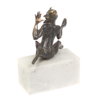 Бронзовая статуэтка &quot;Чертик&quot; на подставке из мрамора