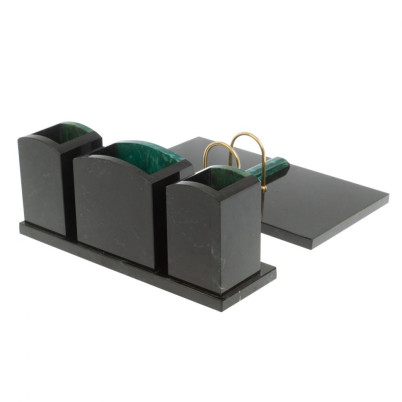 Настольный набор &quot;Канцелярский&quot; змеевик с часами