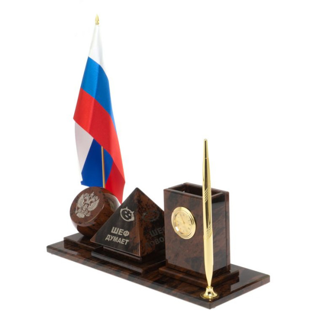 Настольный набор &quot;Шефик&quot; из обсидиана