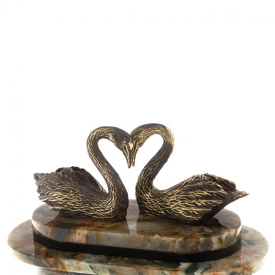 Часы &quot;Пара лебедей&quot; бронза офиокальцит