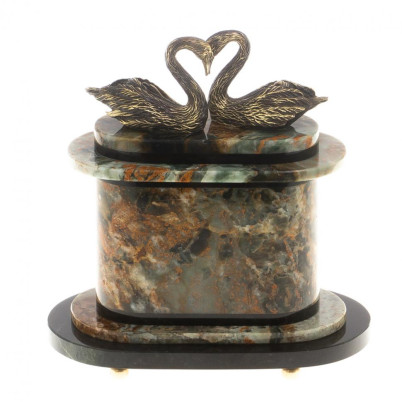 Часы &quot;Пара лебедей&quot; бронза офиокальцит