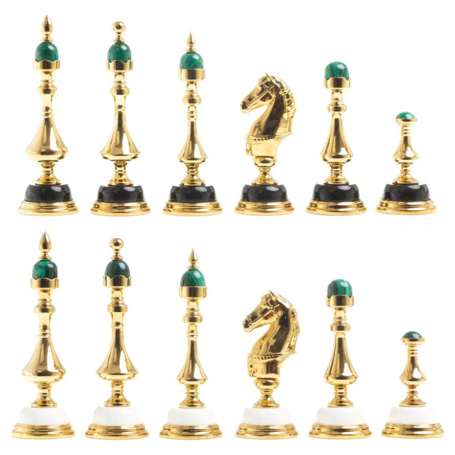 Подарочные шахматы "Элитные" с малахитом Златоуст