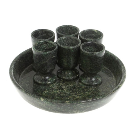 Водочный набор из змеевика 6 рюмок на подносе