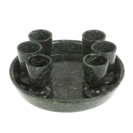 Водочный набор из змеевика 6 рюмок на подносе