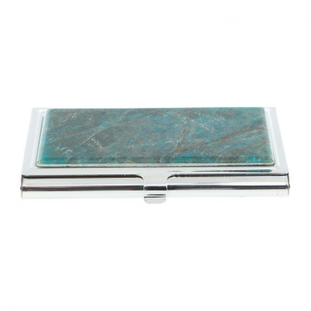 Карманная визитница из камня голубой апатит цвет серебро