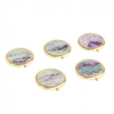 Зеркало круглое камень флюорит цвет золото