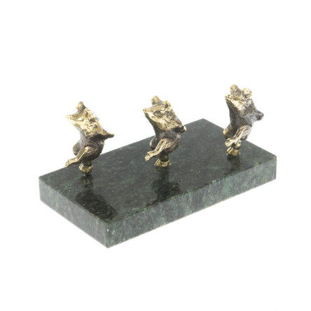 Статуэтка "Три поросенка" из бронзы и змеевика