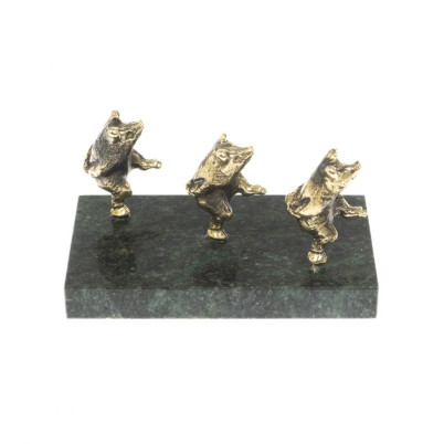 Статуэтка &quot;Три поросенка&quot; из бронзы и змеевика