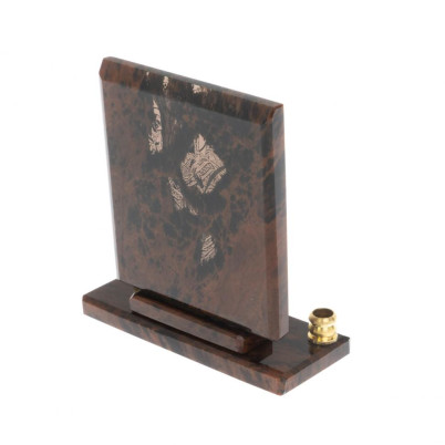 Икона настольная &quot;Всецарица&quot; из обсидиана с подсвечниками