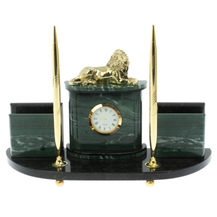 Письменный набор "Лев" из камня офиокальцит