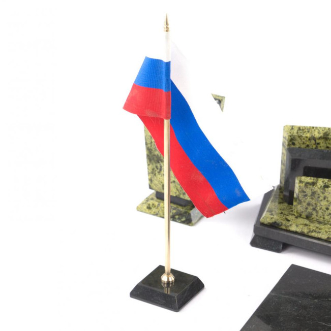 Письменный канцелярский прибор "Бюрократ" камень змеевик с гербом России