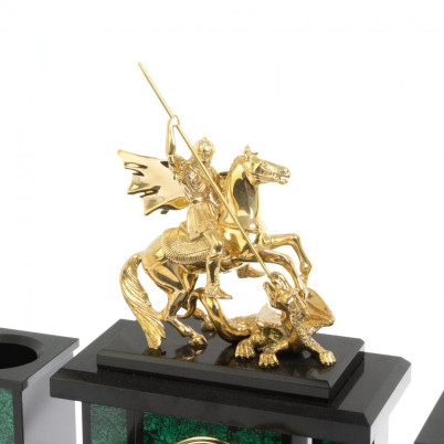 Настольный набор "Георгий Победоносец" из малахита