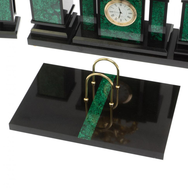 Настольный набор "Георгий Победоносец" из малахита