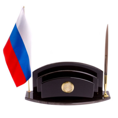 Набор для офисного стола &quot;Мини 4&quot; из черно-серого обсидиана